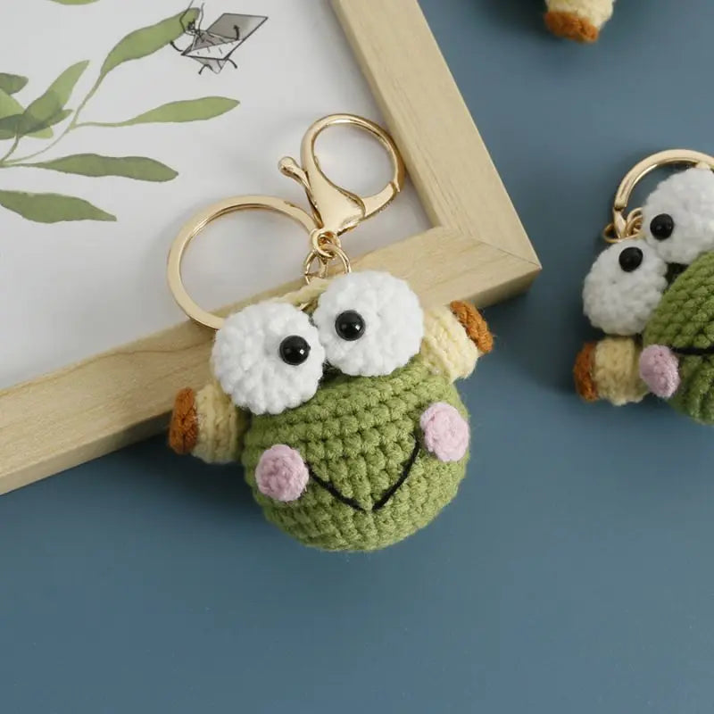 Cute Frog Crochet Keychain Funny Frog Bag Charm