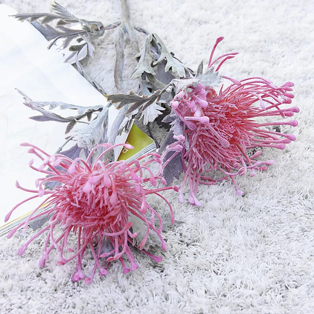 Artificial Flowers Short Branch Crab Claw 2 Fork Pincushion Festival Garland Vase for Home Wedding Room Decoration Fake Planting