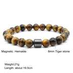Tiger Eyes Natural Stone Beads Handmade Men Magnetic Hematite Accessory Bracelets for Boyfriend Father Gift