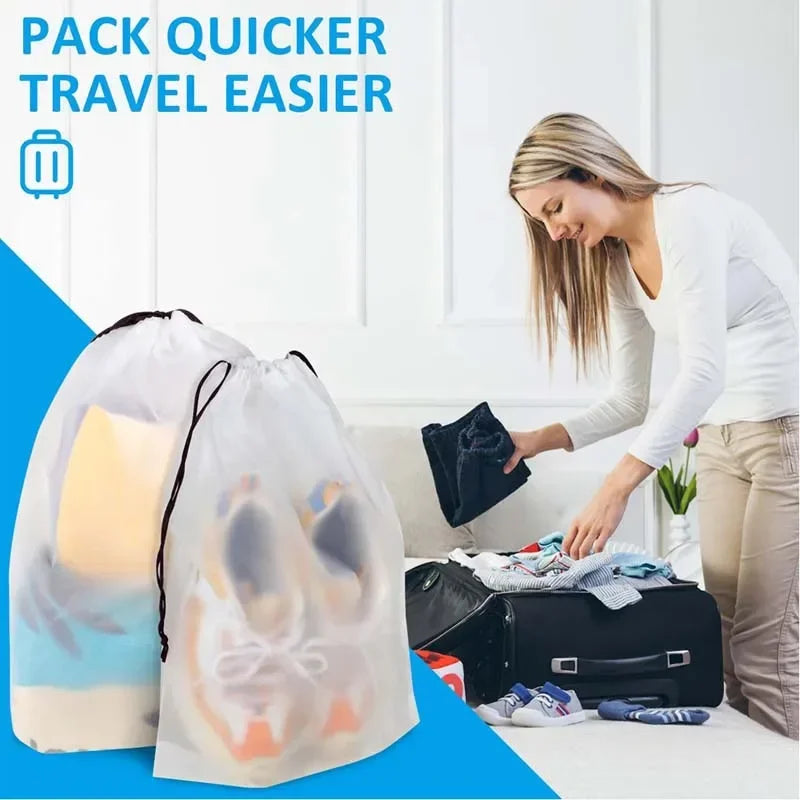 Transparent Waterproof Drawstring Shoe Storage Bags (5–10 Pack)