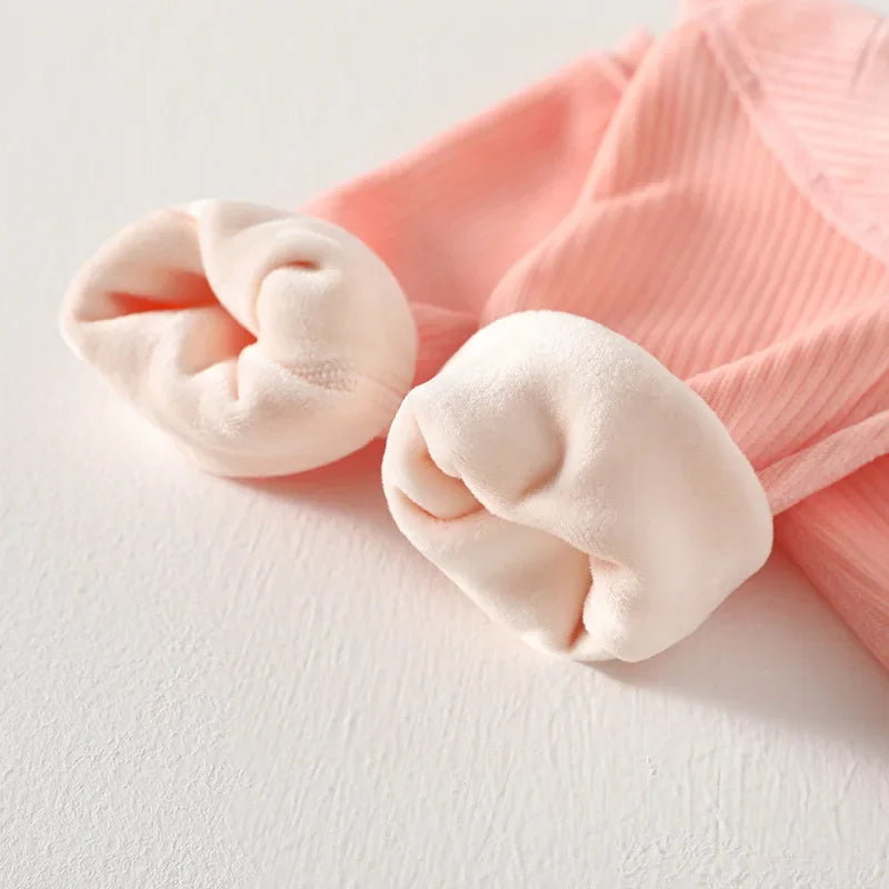Winter Baby Jumpsuit Long Sleeves and Long Pants Warm Double-faced Fleece Cartoon Design for Boys Girls Bodysuit