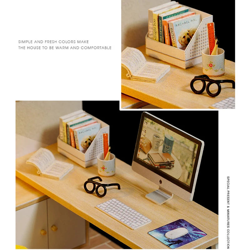 Wooden Miniature Doll House DIY 3D Puzzle Building Kit