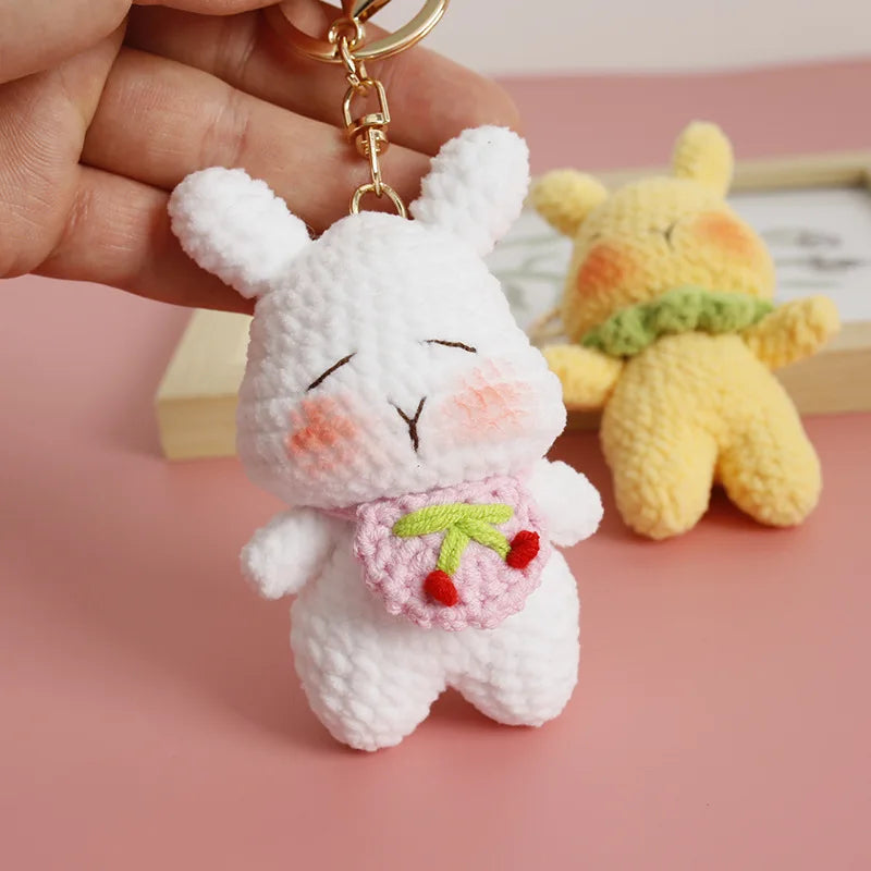 Cute Mushroom Rabbit Crochet Keychain Bunny Bag Charm