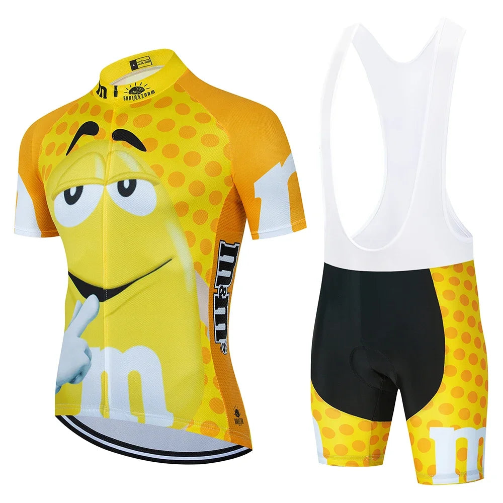 2024 Cartoon Cycling Clothing Men Short Sleeve MTB Ropa Ciclismo Breathable Summer Sportswear Outdoor Bicycle Clothes Bib Shorts