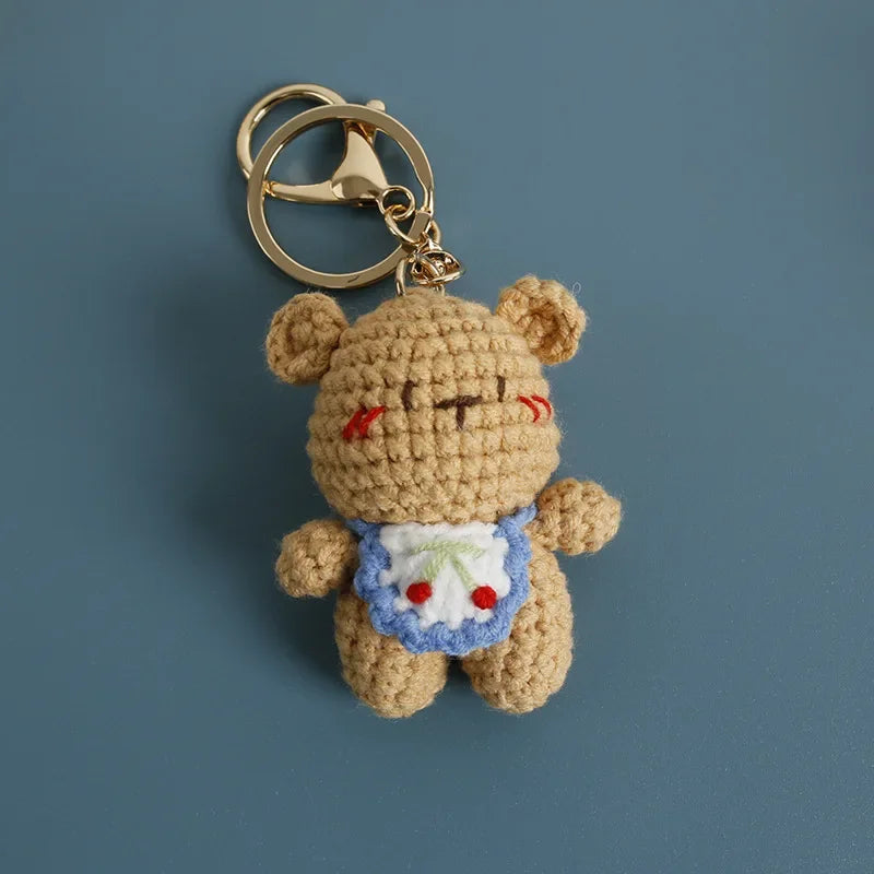 Cute Couple Bear Crochet Keychain Animal Bag Charm