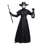 Halloween Medieval Hooded Robe Plague Doctor Costume Mask Hat for Men Monk Cosplay Steampunk Priest Horror Wizard Cloak Cape 5XL