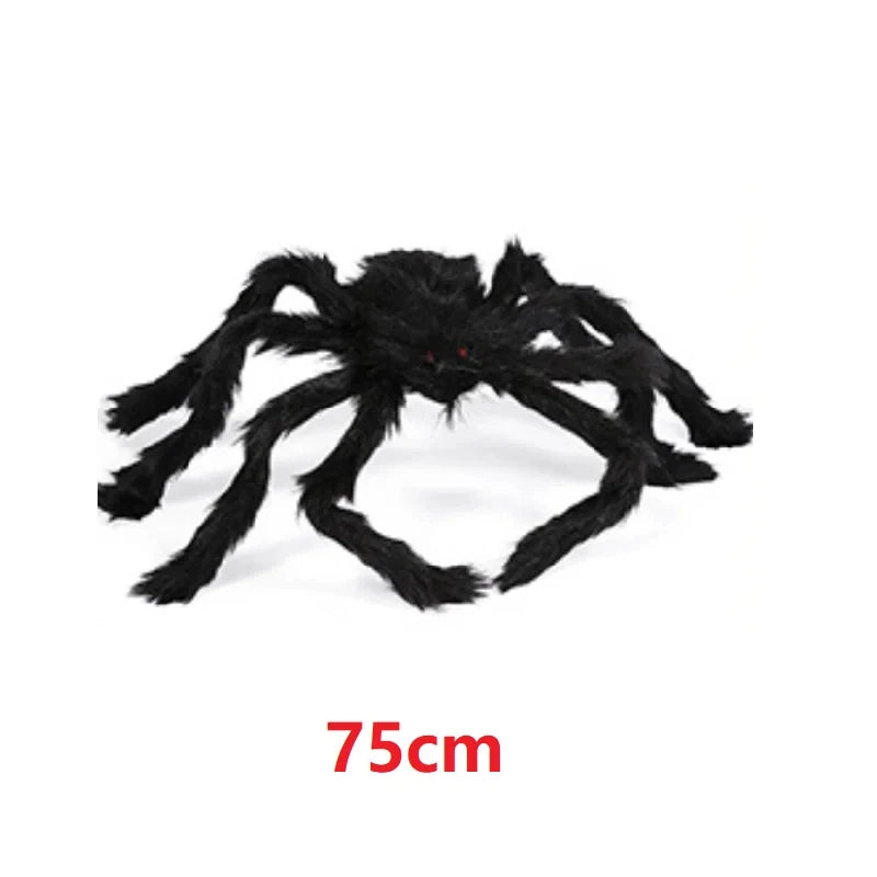 30/90/150cm Halloween Black Scary Giant Spider Huge Spider Web Halloween Decor Home Bar Haunted House Prop Holiday Outdoor Decor