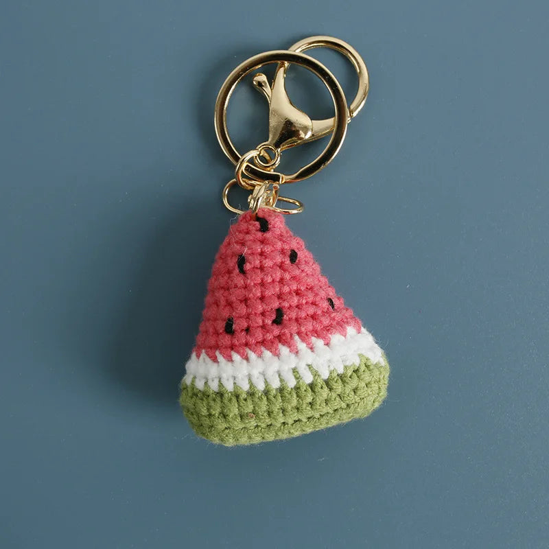 Cute Fruit Crochet Keychain Strawberry Cherry Bag Charm