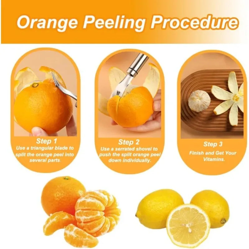Stainless Steel Orange Peeler – Citrus Fruit Slicer & Easy Peel Removal Kitchen Tool