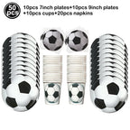 Soccer Theme Disposable Tableware Set Paper Plates Cups Napkins Tablecloth Boys Sports Football Birthday Party Decor Supplies