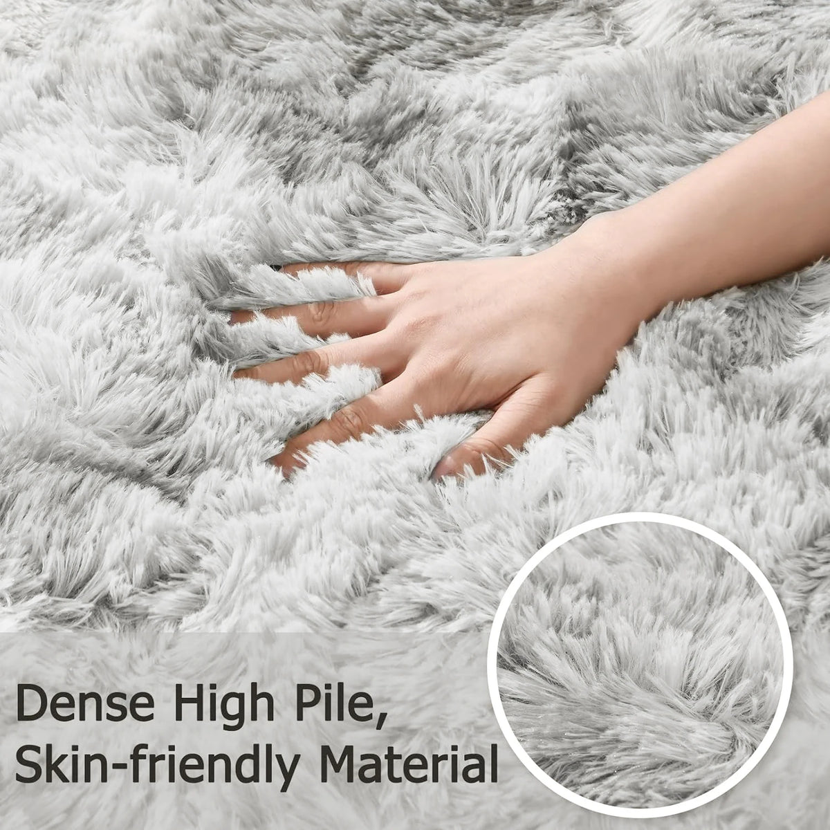 Tie Dyed Dark Gray Carpet Shaggy Rugs for Living Room Bed Room Baby Floor Mats Non-Slip Washable Home Decor Blanket