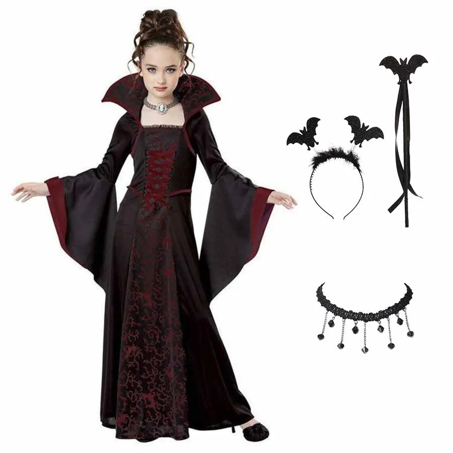 Girls Vampire Costume Gothic Tutu Dress – Halloween Fantasy Outfit