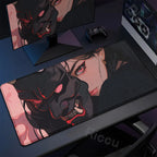 40x90cm Gaming Samurai Oni Mouse Pad Japan Mask Girl Deskmat Large Gamer Professional Premium Mousepad Speed Control Accessories