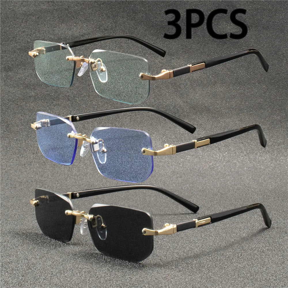 Rimless Rectangle UV400 Fashion Sunglasses for Women & Men