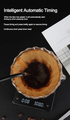 Electronic Coffee Scale with Timer and Silicone Pad USB Rechargeable