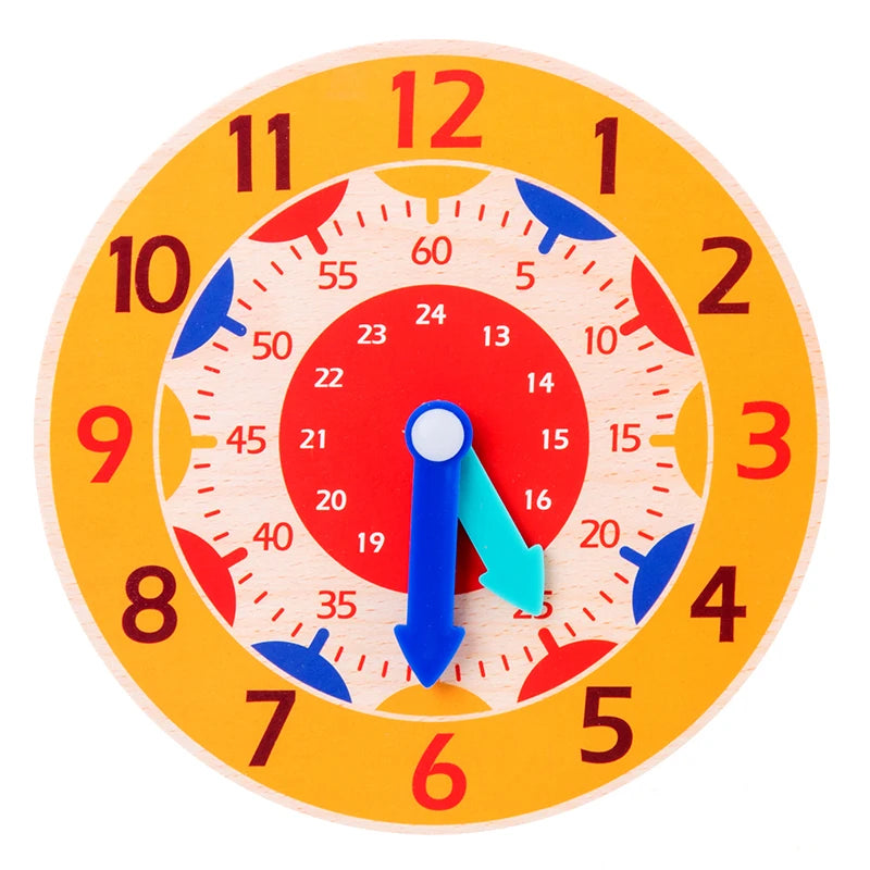 Montessori Wooden Learning Clock Time Teaching Toy for Kids