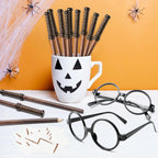 Wizard Wand Party Favors,Wand Pencils,Witch Broom Pencils,Lightning Tattoos,Glasses,Halloween Cosplay Accessories