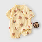 Babe Boy Girl Pure Cotton Muslin Breathable Bodysuit 0-18M Kid Summer Lightweight Cool Onesie Infant Casual Stylish Short Romper