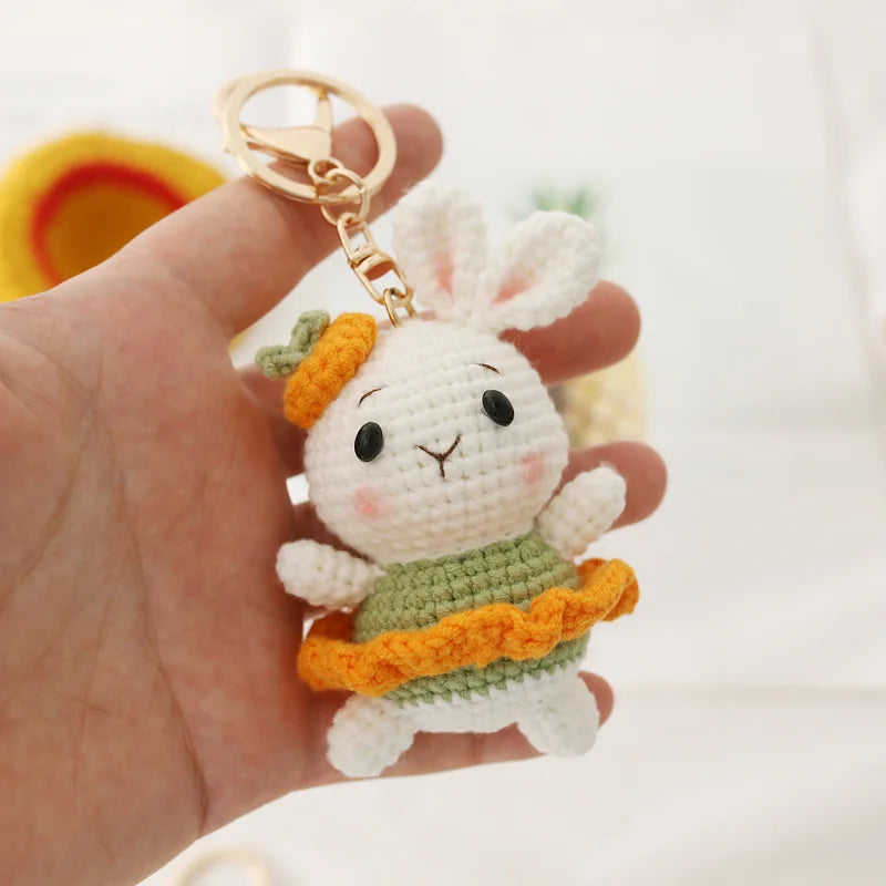 Cute Rabbit Crochet Keychain Handmade Bunny Bag Charm