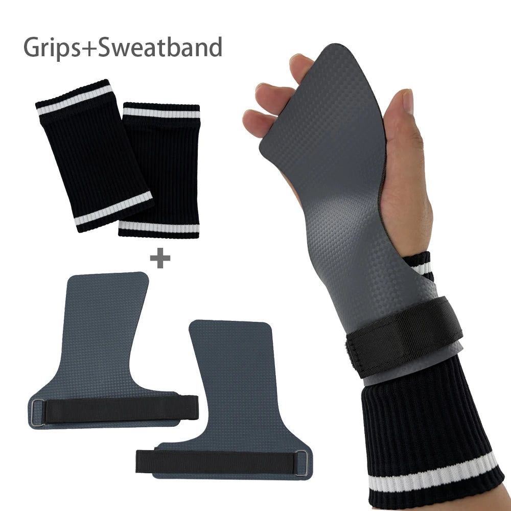 A Pair of Carbon No Finger Hole Hand Grips for Crossfit Pull Ups Cross Training Kettlebell Gymnastics Workout Palm Protector