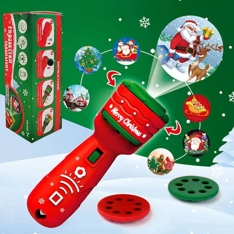 Kids Projector Flashlight Toy  Cognitive Lighting Cartoon Xmas Pattern Fun Projector Children Boy Girl Gift