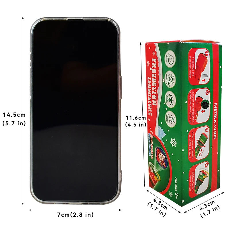 Kids Projector Flashlight Toy  Cognitive Lighting Cartoon Xmas Pattern Fun Projector Children Boy Girl Gift