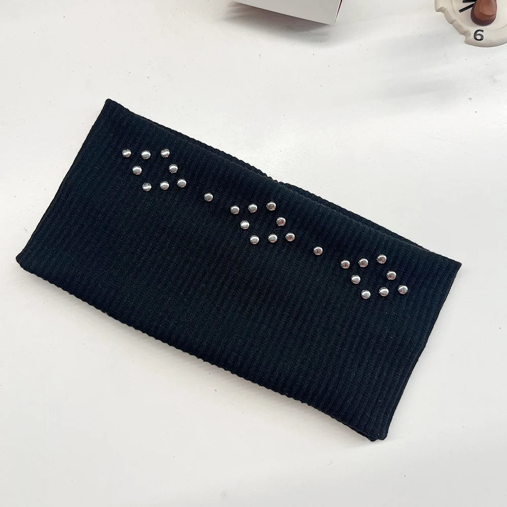 Punk Wide Elastic Eyelet Headband for Women
