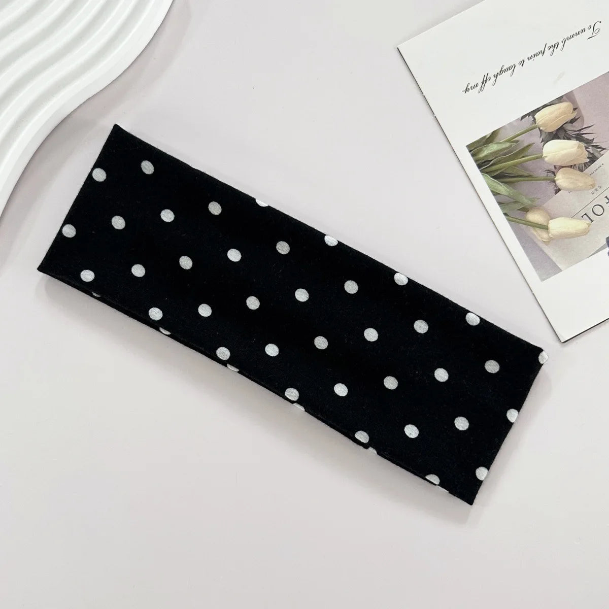 Polka Dot Yoga Elastic Sweat-Absorbing Headband for Women