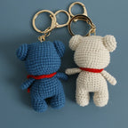 Cute Bear Couple Crochet Keychain Matching Animal Charm