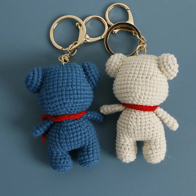 Cute Bear Couple Crochet Keychain Matching Animal Charm
