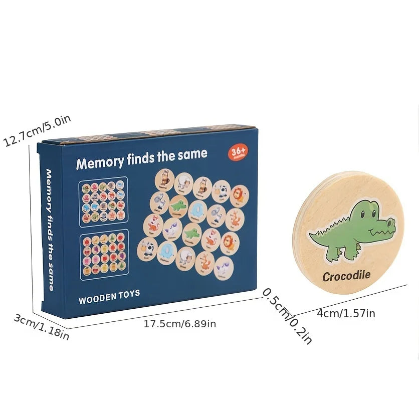 Wooden Memory Matching Pattern Puzzle Game for Kids Learning Fun