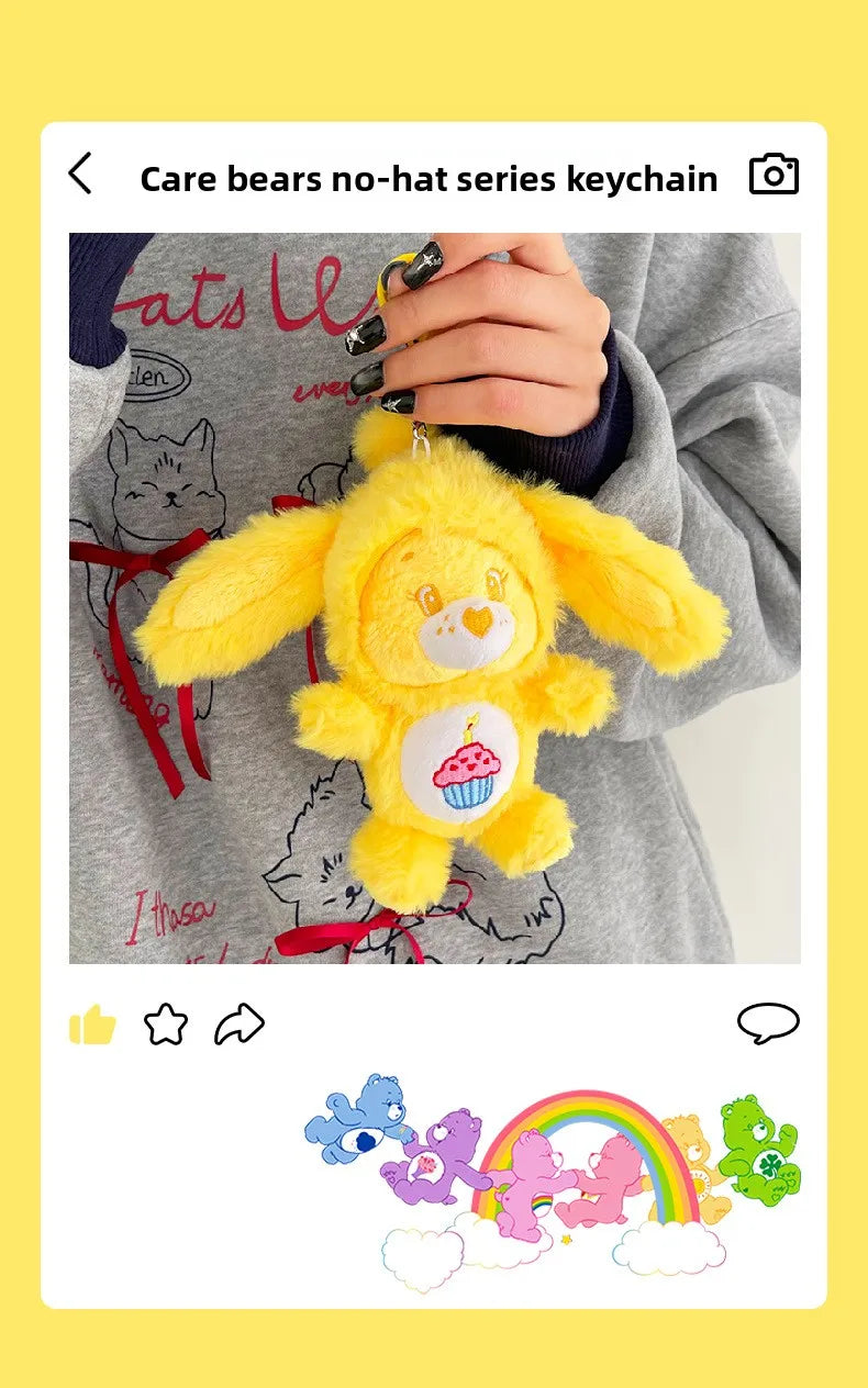 Care Bears Rabbit Hat Plush Keychain Rainbow Bear Bag Charm Gift