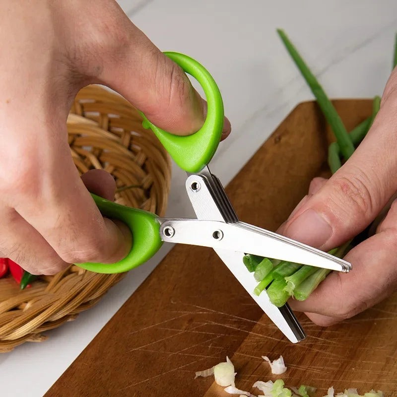 Multi-Layer Stainless Steel Kitchen Scissors – Herb, Vegetable & Green Onion Cutter Tool