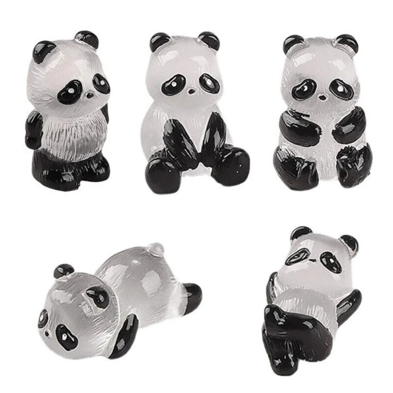 Mini Glowing in Dark Panda Toy DIY Handmade Resin Luminous  Home Ornaments Panda Decorate Micro Landscape Children's Gift