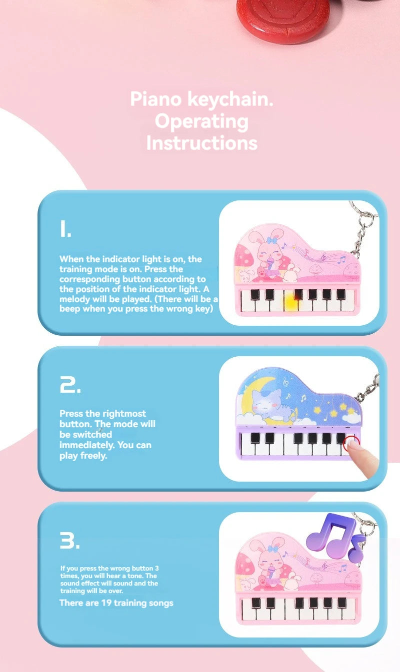 Mini Desktop Piano Keychain Musical Toy for Kids and Music Lovers