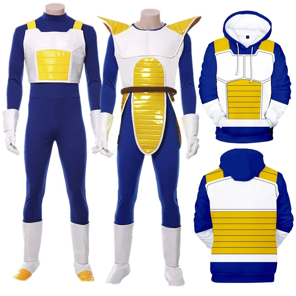 Adult Z Anime Fantasy Vegeta Cosplay Jumpsuit Hooded Hoodie Costume Men Uniform Outfits Halloween Carnival Party Suit