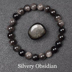 Natural Golden Obsidian Stone Beads Bracelet Men Women Golden Light Rainbow Obsidian Raw Stone Round Bead Natural Energy Jewelry