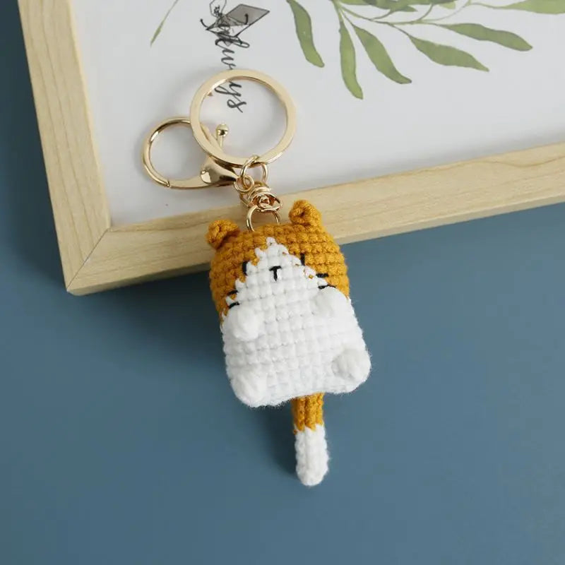 Cute Crochet Kitten Keychain Smiling Cat Bag Charm
