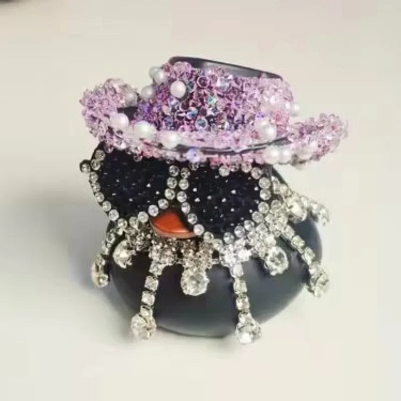 Luxury Diamond Rubber Duck Car Ornaments Purple Pink Black Car Ducks Funny Office Gifts Dashboard Decorations for Jeep for BMW