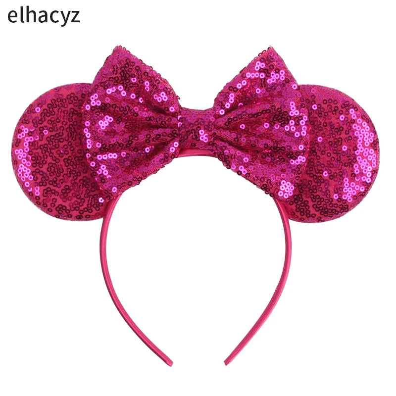 Embroidered Sequin Ears Bow Headband for Women & Girls