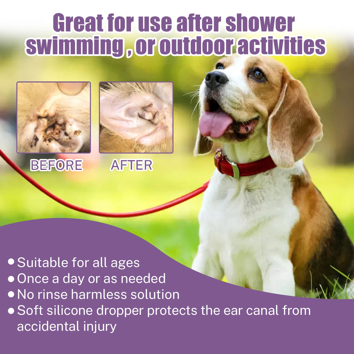 YEGBONG 100ml Hypoallergenic Pet Ear Cleaning Solution Gentle Non Irritating Vet Recommended Cleansing for Dog Cat Sensitive Ear