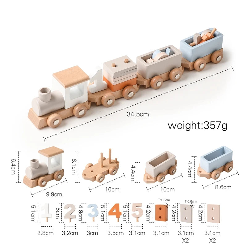 Wooden Montessori Train Learning Toy for Toddlers and Preschool Kids