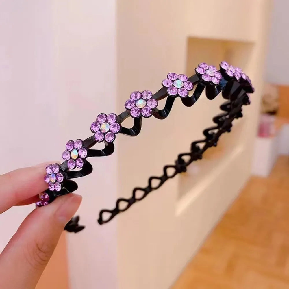 Non-Slip Rhinestone Wave Headband for Women