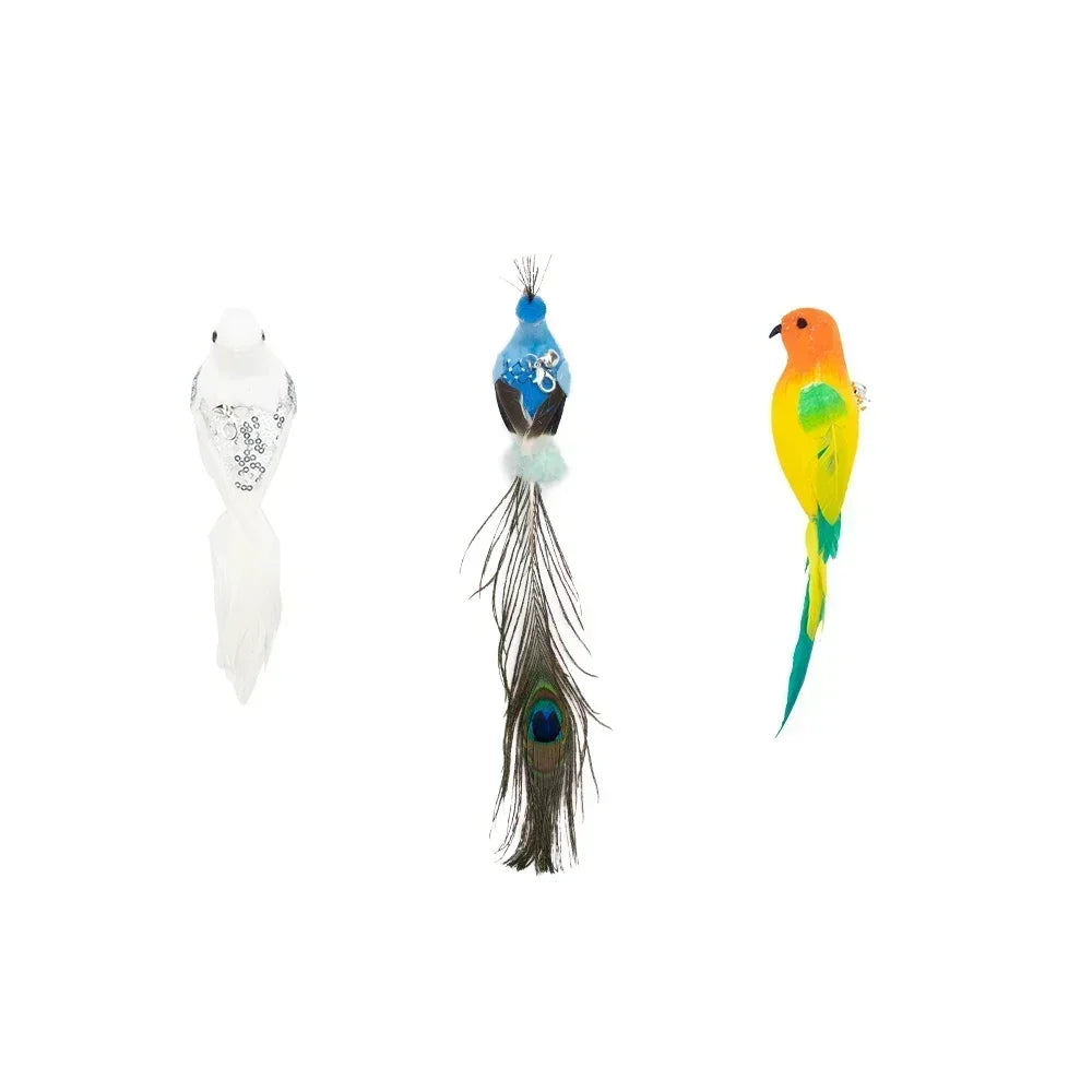 Peacock Bird Cat Teaser Wand for Interactive Hunting and Play