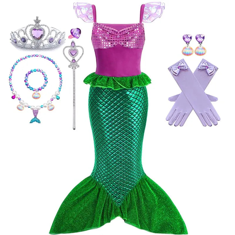 Kids Little Mermaid Ariel Princess Costume Dress – Cosplay Party Outfit