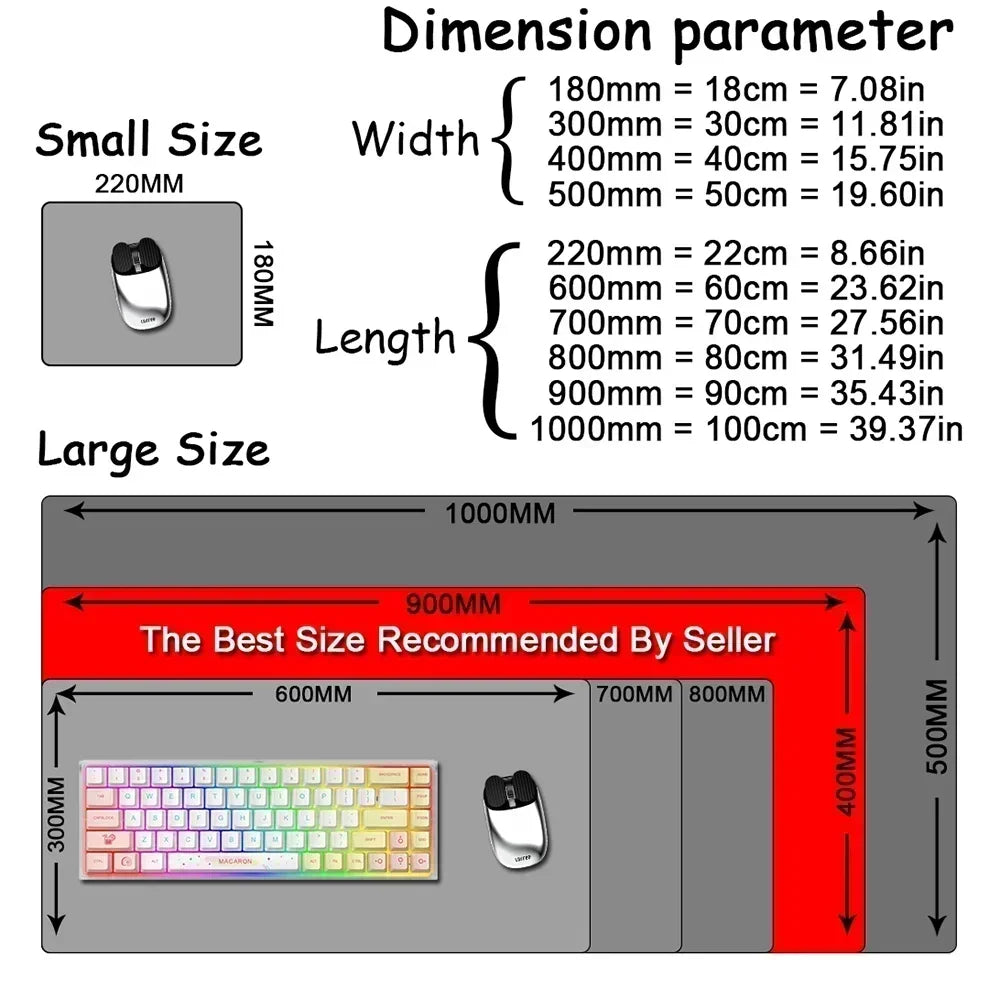 Cartoon Mouse Pad Pink CSGO Print Stream Gamer Mousepad 400x900mm Antislip Keyboard Mouse Mats Rubber Deskmat Gaming Accessories