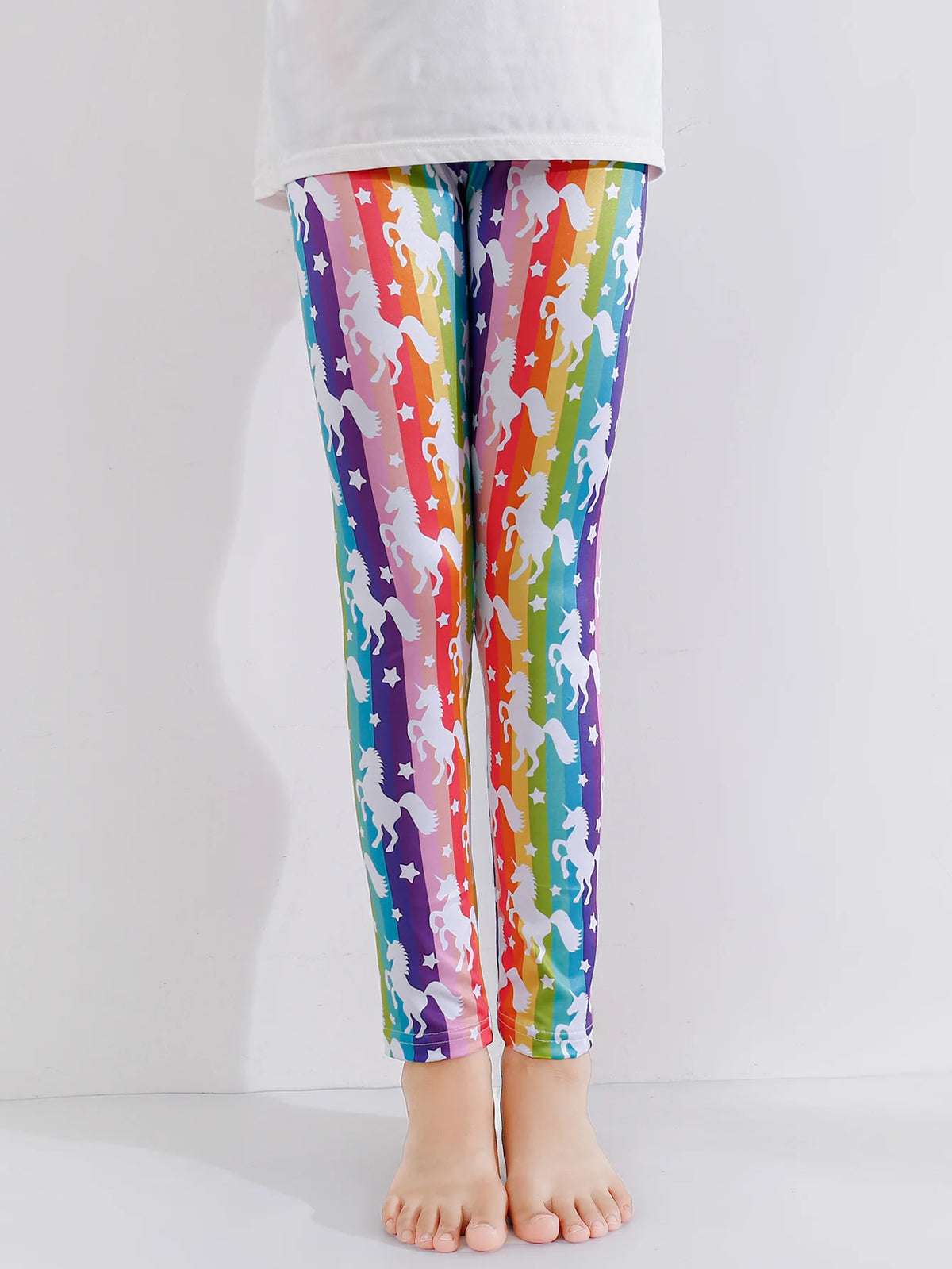 1 Pair of Cute Print Kids Baby Girl Leggings Spring Summer Children Stretch Slim Pants Suitable for 2-12 Years Girls Daily Wear
