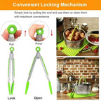 Anti-Slip Stainless Steel Cooking and Serving Tongs for Kitchen