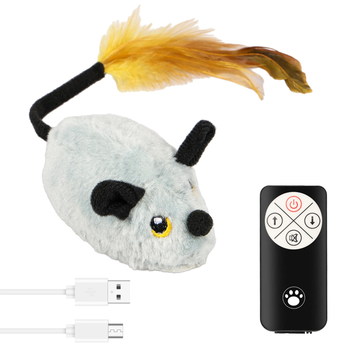 Cat Mouse Interactive Plush Toys LED Glow Electric Telecontrol Auto Rechargeable Pet Moving Mice Toy Realistic Kitten