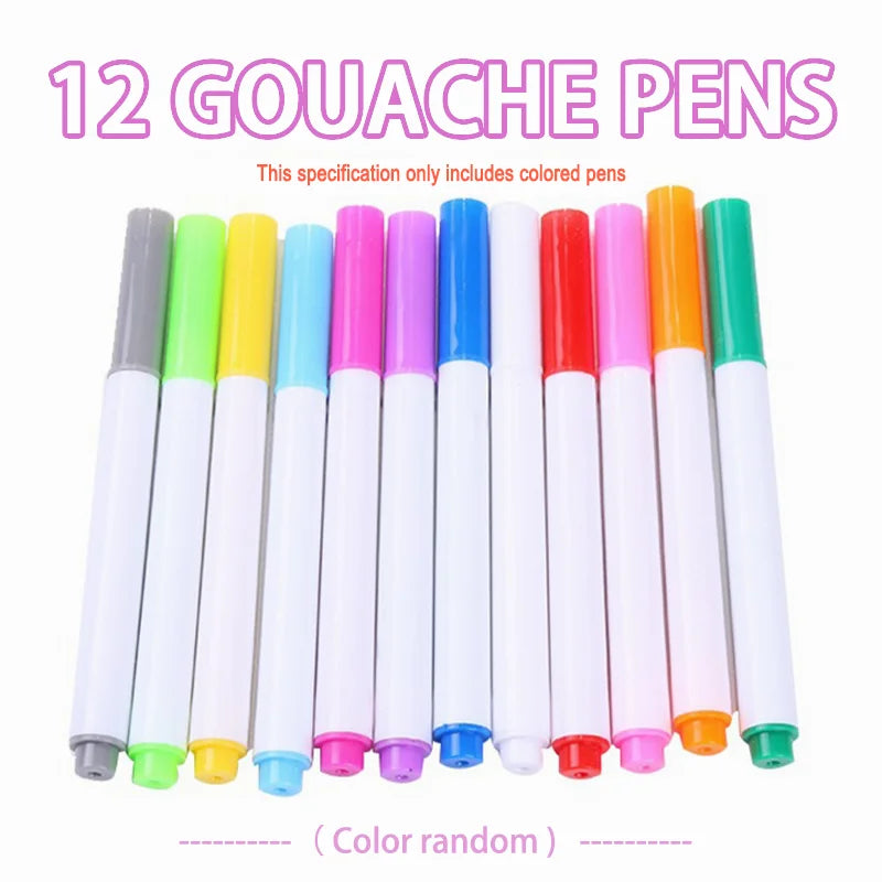 Erasable Reusable Doodle Book Drawing Pad with 12 Watercolor Pens